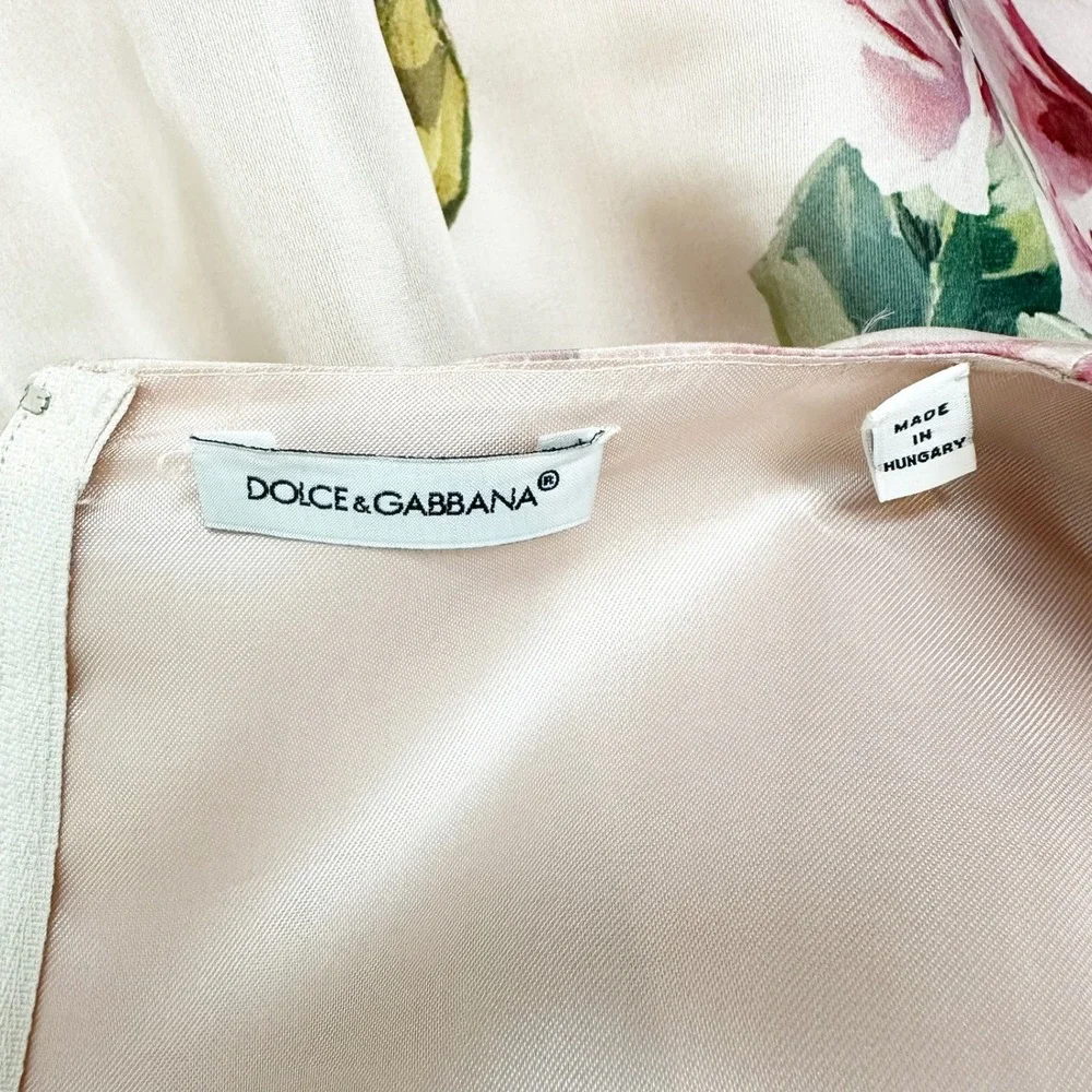 Dolce & Gabbana Girls Pink Rose Butterfly Farfalle Silk Dress Size 7/8